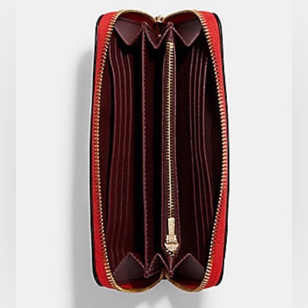 Coach Long Zip Around Wallet In Signature Canvas - Miami Red - Picture 2 of 4